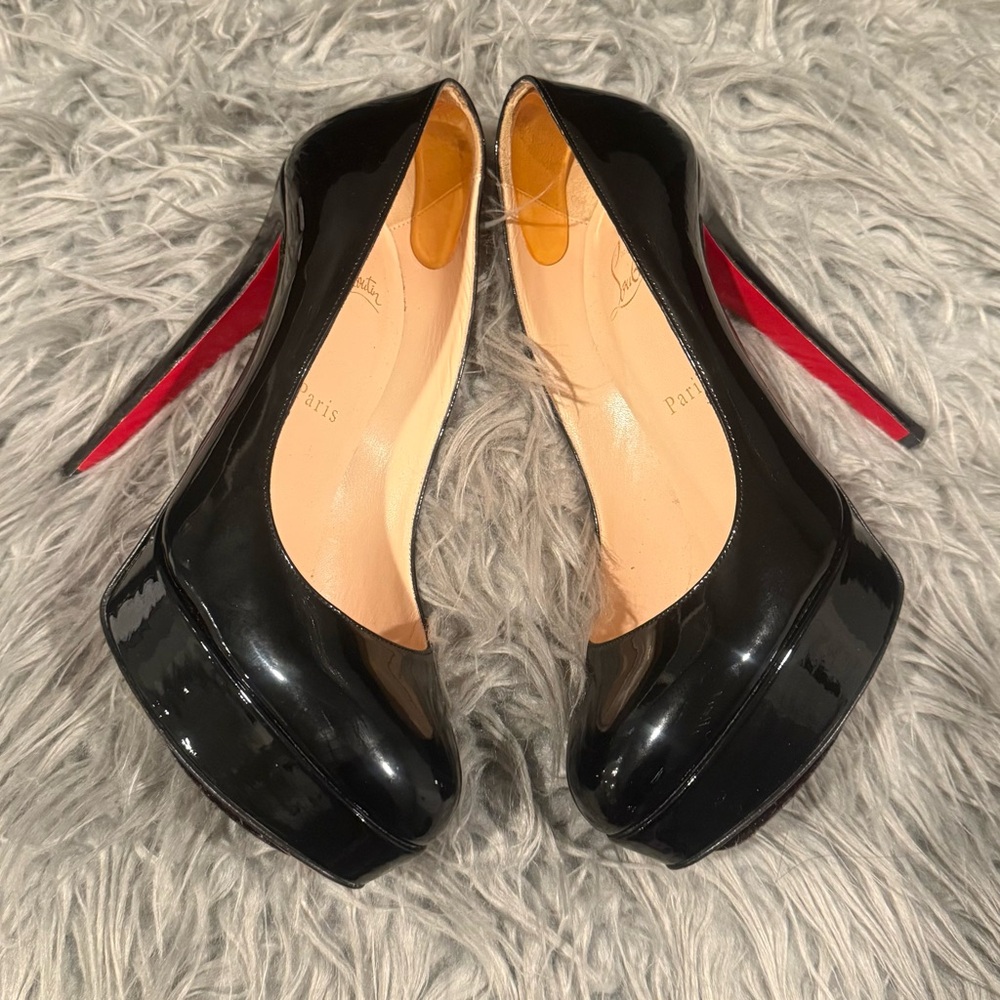 Louis Vuitton Black Heels with Red Soles